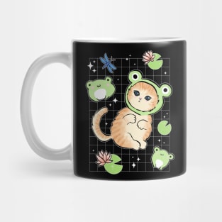 Adorable Kawaii Frog Meets Cat: 90s Nostalgia with Toad Hats & Cottagecore Aesthetics Mug